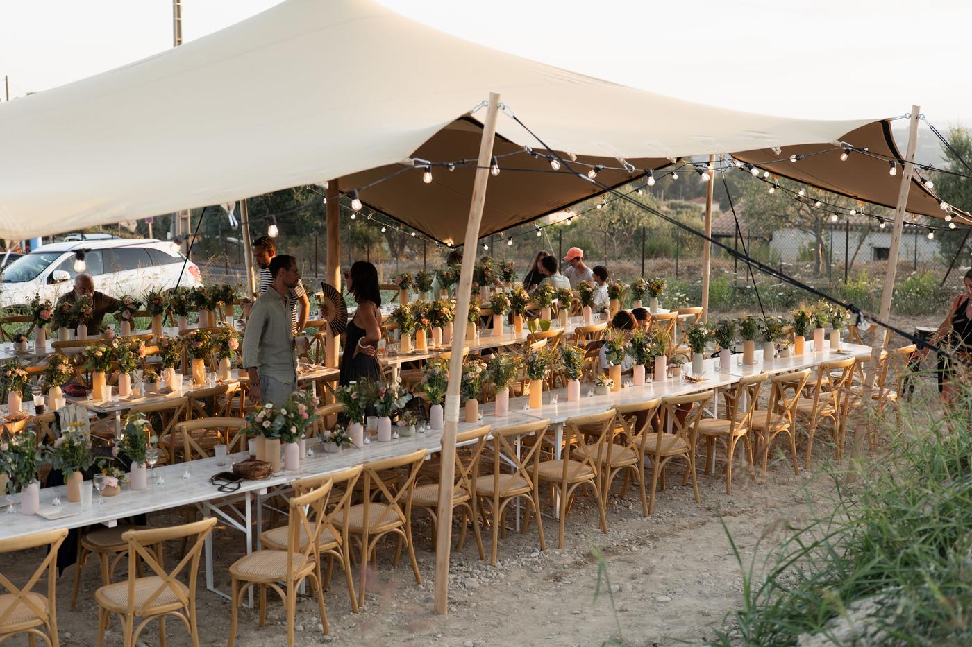 Location tente stretch tables mariage plein air Var — Riviera Loc Events PACA